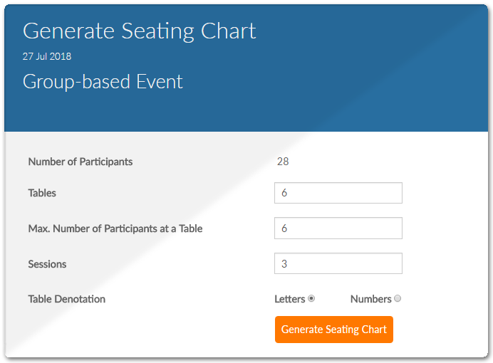 Speed Networking Seating Chart